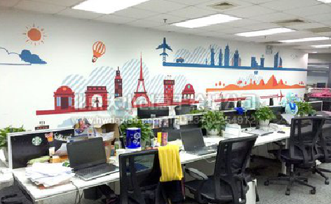 通许教你设计办公室墙绘的方法。